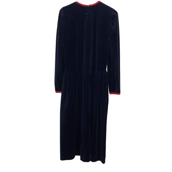 Vintage Lanz Embroidered Floral Maxi Dress Long Sleeve Blue Modest Womens Sz XL - Picture 8 of 13